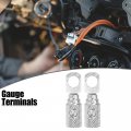 X Autohaux 2pcs Amp Input Reducer Copper 8 Gauge Car Stereo Audio Awg Pin Power Ground Wire Silver Tone