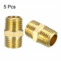 Uxcell Brass Pipe Fitting Hex Nipple 1 4 Npt X Male Pack Of 5