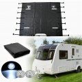 Universal Black Oxford Front Towing Cover Protector Caravan Covers Cloth Protection Shield With Led Lights
