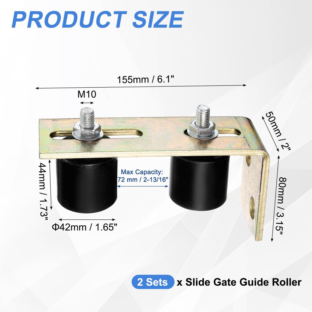 Slide Gate Guide Roller 2 Set With L Rear Post Bracket Universal Nylon Ball Bearing 1 7 In Black