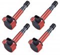 Ena Set Of 4 Red Ignition Coil Pack For Honda Acura Saturn Accord Civic Pilot Ridgeline Mdx El Vue 2001-2009 1 7l 3 0l 5l L4 V6 