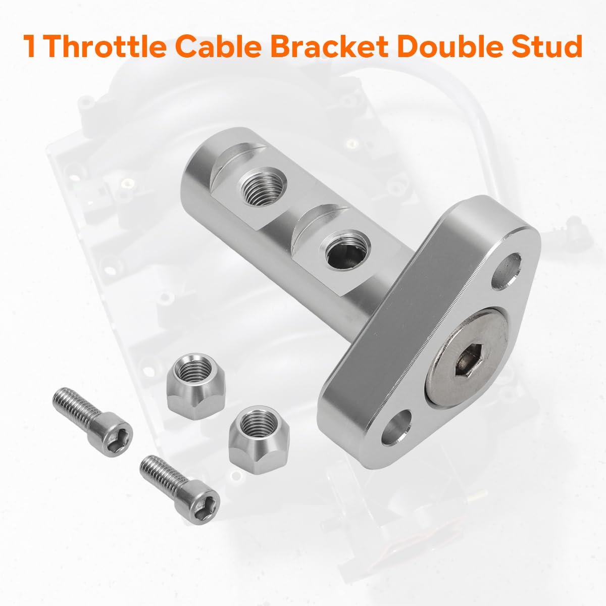 Aluminum Double Stud Throttle Cable Bracket For Gm Body With 3 In Linkage Cam Polished Finish