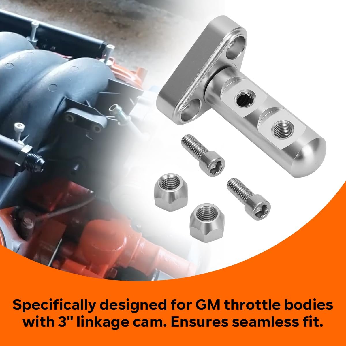 Aluminum Double Stud Throttle Cable Bracket For Gm Body With 3 In Linkage Cam Polished Finish