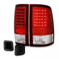 Red Lens Led Tail Light Full-led Smoke License Plate Lamp Assembly Replacement Bundle For 2009-2018 Dodge Ram 1500 2500 3500 