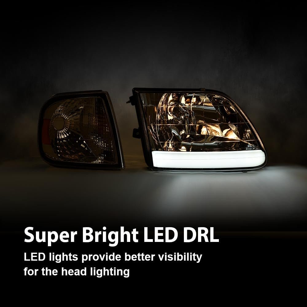 Led Drl Headlights For Ford Expedition 1997-2002 Fit F150 1998-2003 F250 1997-1999 Bumper Headlamp W Corner Lamps Clear Lens