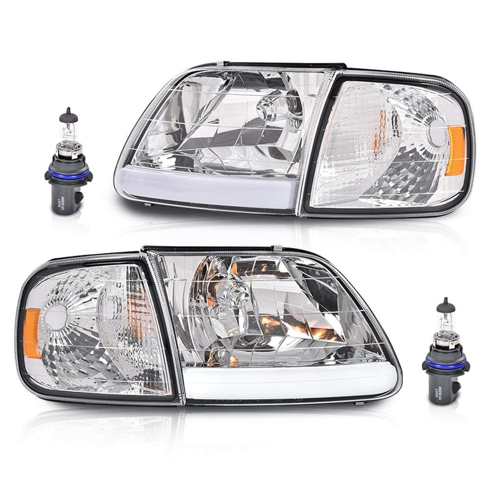 Led Drl Headlights For Ford Expedition 1997-2002 Fit F150 1998-2003 F250 1997-1999 Bumper Headlamp W Corner Lamps Clear Lens