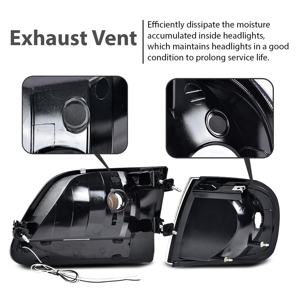 Led Drl Headlights For Ford Expedition 1997-2002 Fit F150 1998-2003 F250 1997-1999 Bumper Headlamp W Corner Lamps Clear Lens