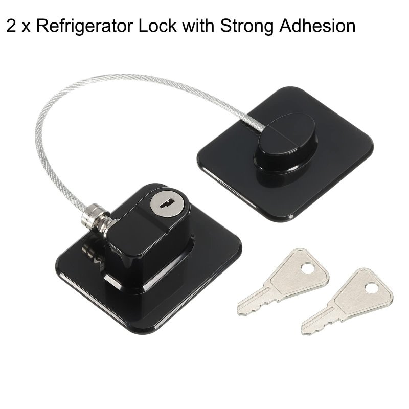 Adhesive Refrigerator Lock Keyed Rectangular Gate Latches For Kitchen Furniture Sliding Closet And Drawer Black Pack Of 2 257mm