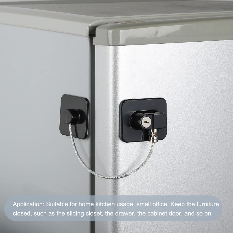 Adhesive Refrigerator Lock Keyed Rectangular Gate Latches For Kitchen Furniture Sliding Closet And Drawer Black Pack Of 2 257mm