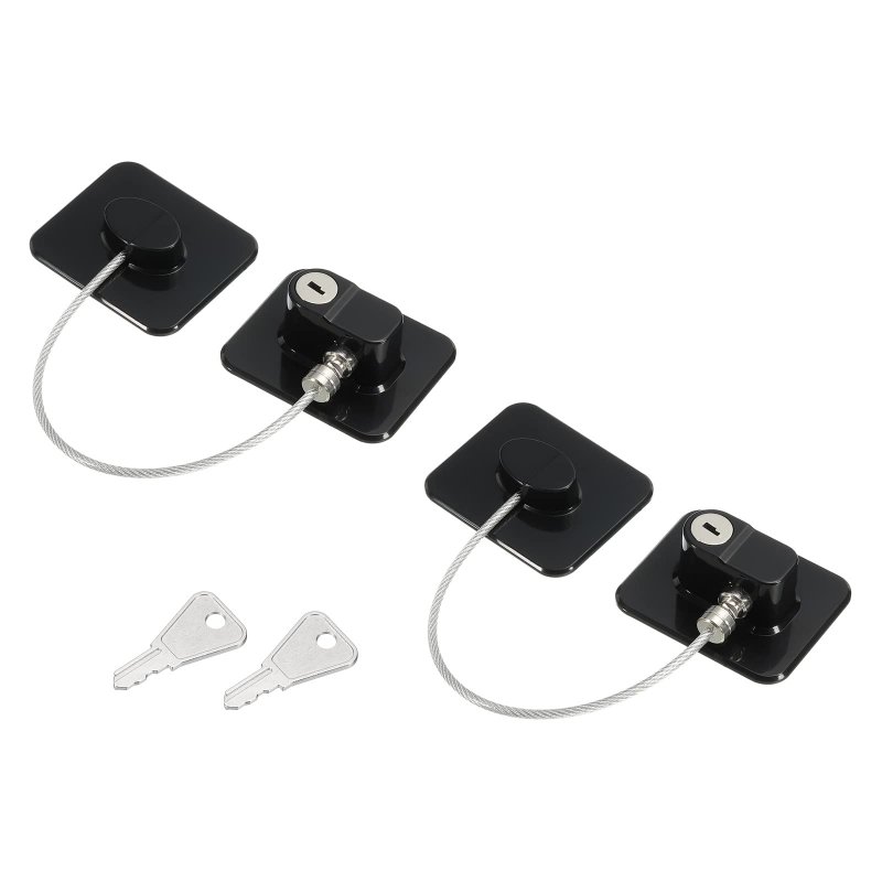 Adhesive Refrigerator Lock Keyed Rectangular Gate Latches For Kitchen Furniture Sliding Closet And Drawer Black Pack Of 2 257mm