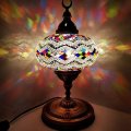 Lamodahome Turkish Lamp Handmade Extra Large Moroccon Tiffany Style Glass Mosaic Desk Table Light 14 Tall 
