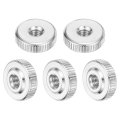 5pcs M3 Knurled Thumb Nuts Carbon Steel Round Flat Head Through Hole Handle Nut Lock Adjusting Thin Type Nickel Plated Silver 