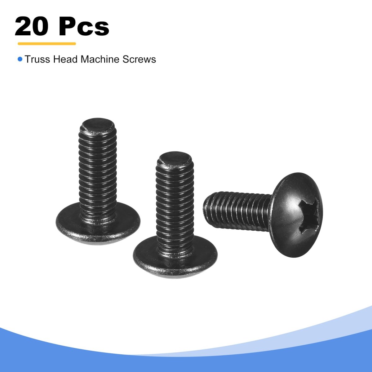 M6-1 X 16mm Truss Head Phillips Machine Screws Full Thread Drive 304 Stainless Steel 18-8 Black Oxide Finish Quantity 20