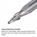 Uxcell Tapered Ball Nose End Mill Uncoated Solid Carbide 2 Flute Spiral Milling Cutter 0 75mm Radius 1 5mm Diameter 6mm Shank