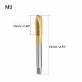 Uxcell Spiral Point Plug Threading Tap M8 X 1 Ground Threads H2 3 Flutes High Speed Steel Hss 6542 Titanium Coated Metric Screw