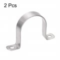 Uxcell 63mm 2 5 Rigid Pipe Strap Holes Tube Straps 304 Stainless Steel Tension Clamp 2pcs