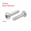 Uxcell M8x35mm Machine Screws Pan Phillips Cross Head Screw 304 Stainless Steel Fasteners Bolts 10pcs