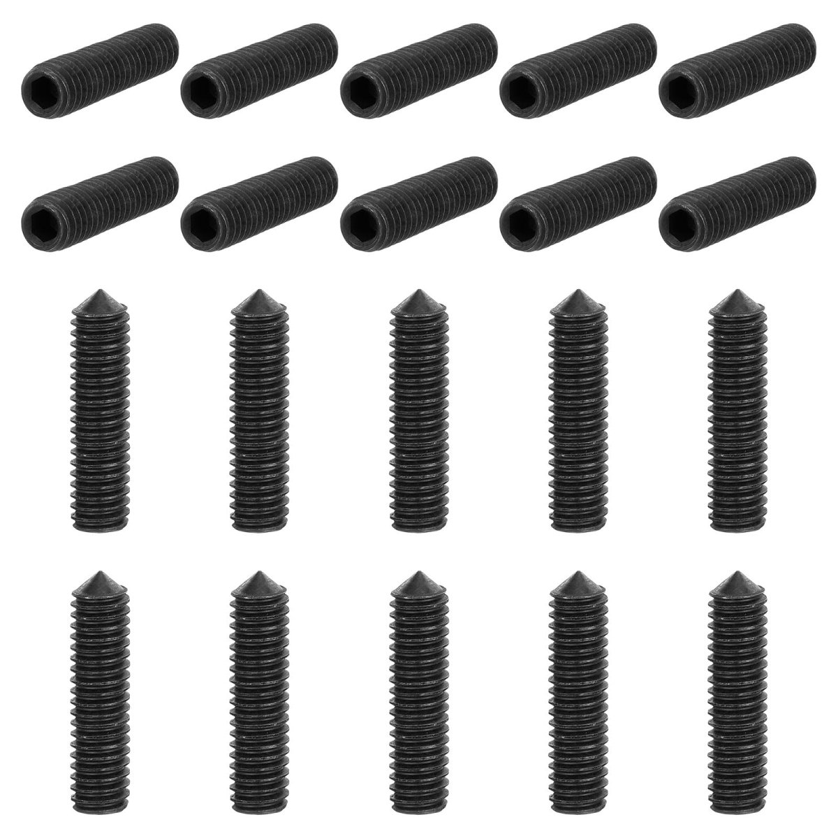 40pcs Set Screws M4x20mm Carbon Steel Cone Point Hex Socket Grub For Machinery Home Repairs And Fixtures Black