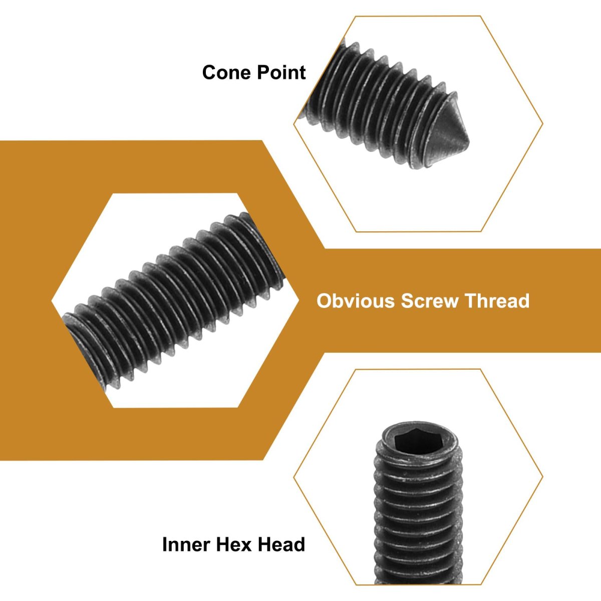 40pcs Set Screws M4x20mm Carbon Steel Cone Point Hex Socket Grub For Machinery Home Repairs And Fixtures Black