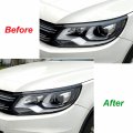 Hdirect 2pcs Auto Headlight Eyebrow Cover Trim Car Decoration Eyelids Compatible With Volkswagen Vw Tiguan Mk1 2011-2016 Carbon