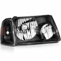 Ocpty Compatible For Ford Ranger 2001-2011 Headlight Headlamps Black Housing Amber Reflector