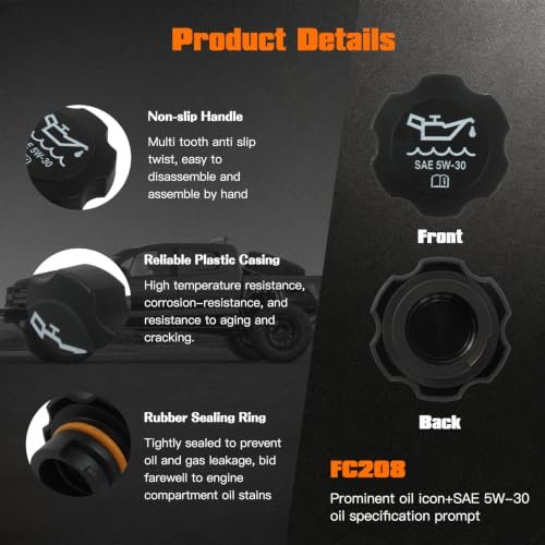 2 Pcs Fc208 12573337 Oil Filler Cap For Buick Lucerne Cadillac Chevrolet Gmc Hummer Isuzu Engine Fill Replacement