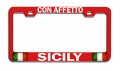 Con Affetto Sicily Italian Italy Metal License Plate Frame Heavy Duty Steel Tag Holder For Cars Trucks And Suvs 12 5 X 6 In 