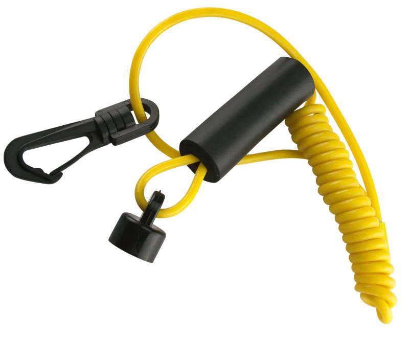 Clip On High Vis Yellow Safety Tether Key Floating Lanyard For Sea Doo 1988 To 1995 Models With Spring Loaded Switch Non Dess
