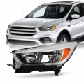 Akkon Fits 2017 2018 2019 Ford Escape Halogen Type Chrome Headlight Driver Left Side W O Led Drl Running Signal Lamp 