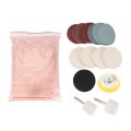 Glass Polishing Kit With Cerium Oxide Powder Felt Wheels Pads Abrasive Discs For Windscreen Windows Scratch Removal 230g Set