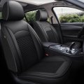 Universal Fit Car Seat Covers For Ford Nissan Infiniti Black Pu Leather 5 Piece Set With Front And Rear Pads Waterproof Airbag 