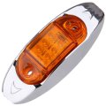 4x Oval Led Trailer Marker Lights With Chrome Bezel Amber Clearance Side Lamps Waterproof Surface Mount For Trucks Rv Atv And