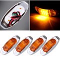 4x Oval Led Trailer Marker Lights With Chrome Bezel Amber Clearance Side Lamps Waterproof Surface Mount For Trucks Rv Atv And