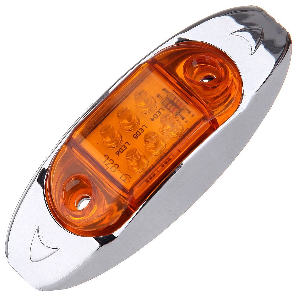 4x Oval Led Trailer Marker Lights With Chrome Bezel Amber Clearance Side Lamps Waterproof Surface Mount For Trucks Rv Atv And