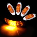 4x Oval Led Trailer Marker Lights With Chrome Bezel Amber Clearance Side Lamps Waterproof Surface Mount For Trucks Rv Atv And