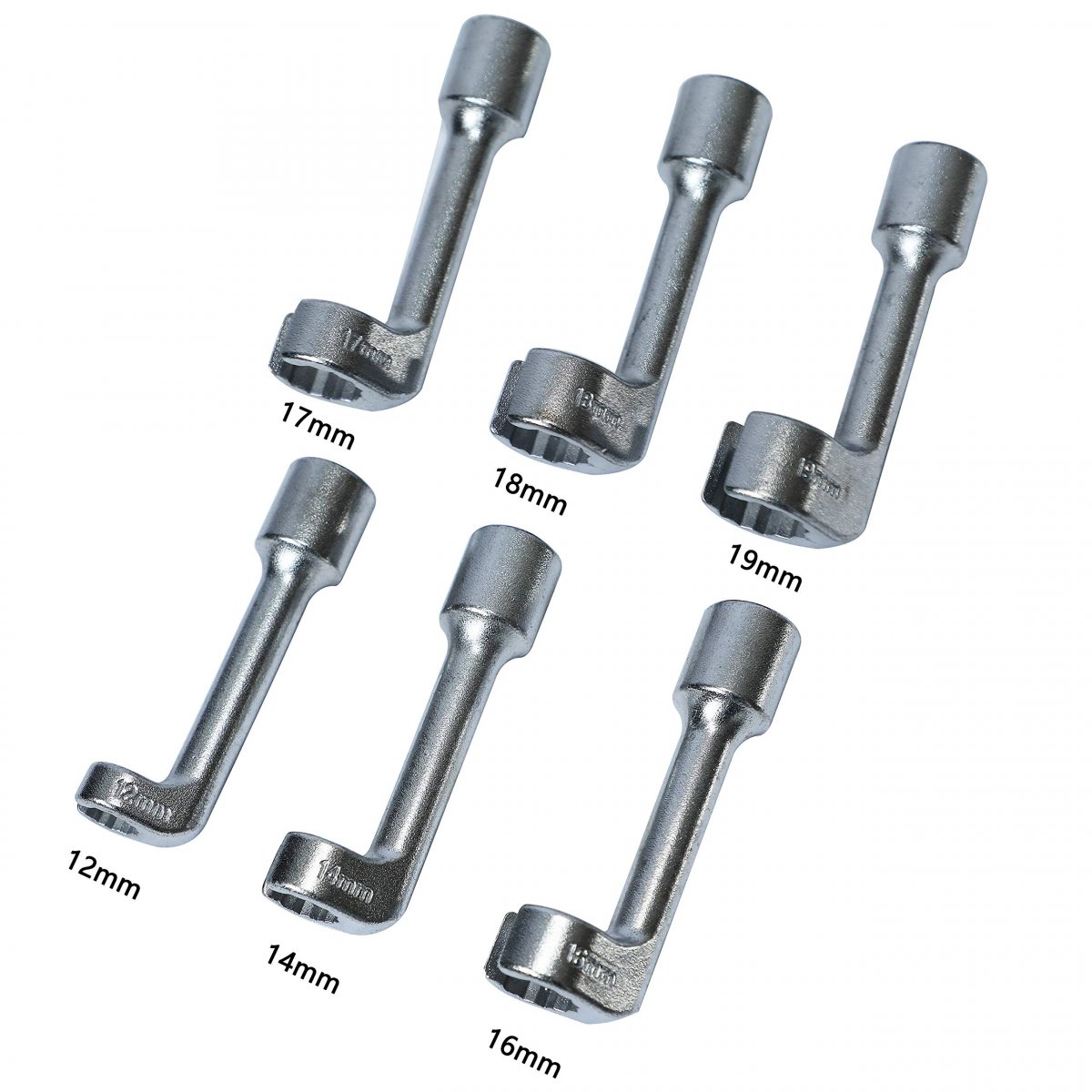 Diesel Injector Line Socket Wrench Set 6 Piece 1 2 In Drive 12 Point Slotted Sockets 12mm 14mm 16mm 17mm 18mm 19mm For Fuel