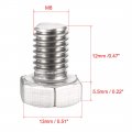Uxcell M8x12mm Hex Bolts 304 Stainless Steel Hexagon Screw Bolt 20pcs