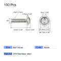 Uxcell Flanged Button Head Socket Cap Screws M3 10mm Hex Drive 304 Stainless Steel Fasteners Bolts Fully Threaded Machine Screw