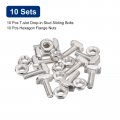 Uxcell M6x20mm T Slot Drop-in Bolt And M6 Hexagon Flange Nut Set 10 Sets Hammer Head-bolt T Shape Stud Sliding Screw For 30
