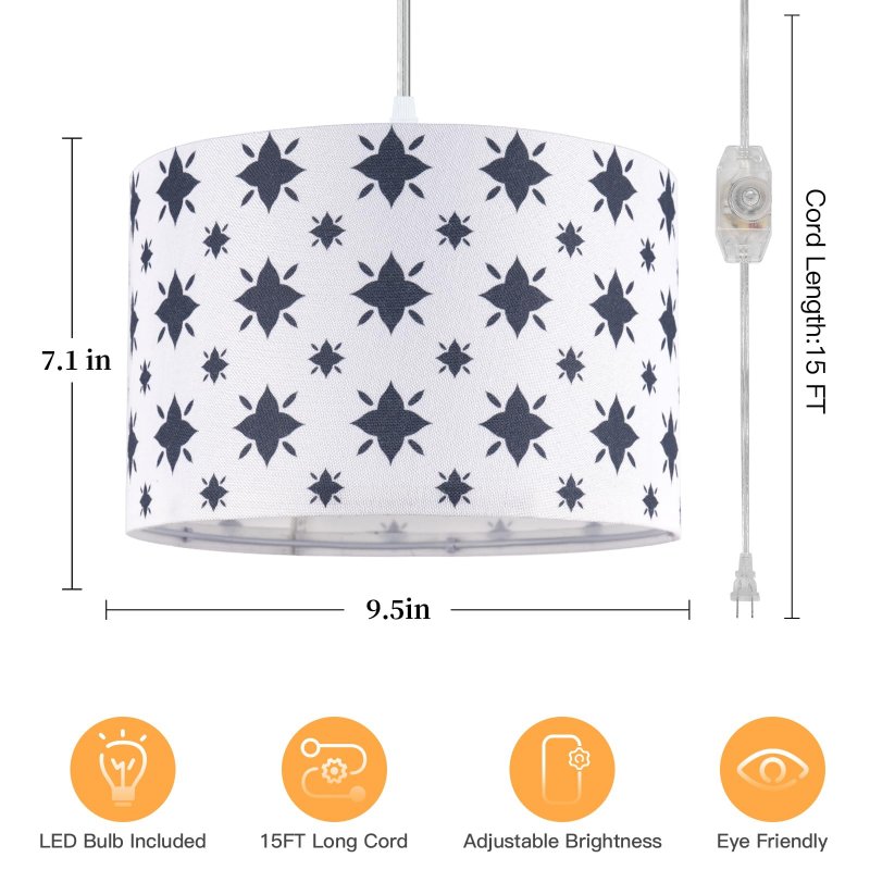 Axnau Plug In Pendant Light Hanging With Cord Dimmable Switch Lamp 15 Ft Fixture For Bedroom Living Room Kitchen Island Bulb