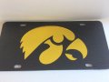 Iowa Hawkeyes Black Laser Cut License Plate Auto Tag 