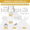 U Shape Square Tube Clamp 20x20mm Shaped Bracket 304 Stainless Steel Strap With Bolt Plate Nuts And Wrench For Pipes Door