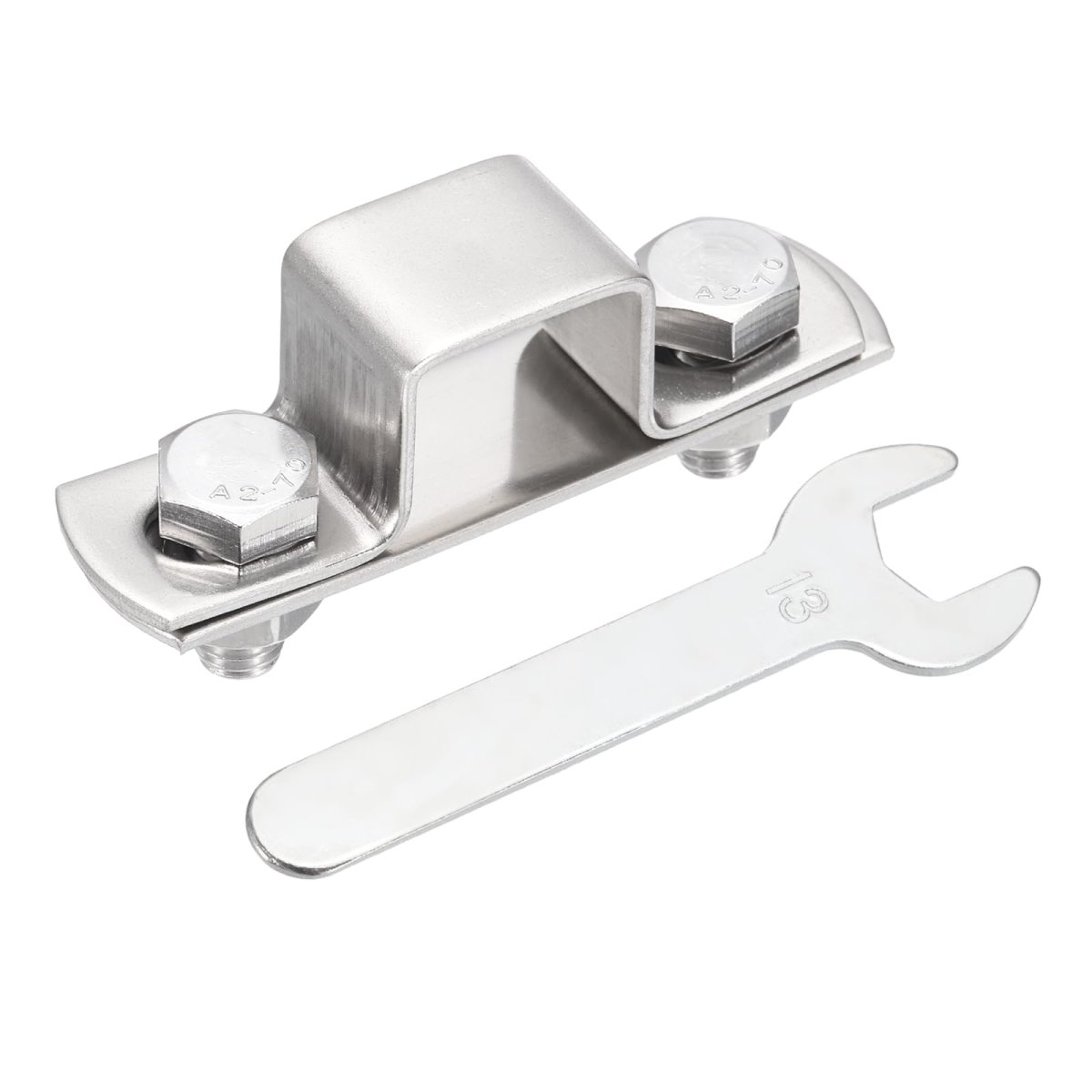 U Shape Square Tube Clamp 20x20mm Shaped Bracket 304 Stainless Steel Strap With Bolt Plate Nuts And Wrench For Pipes Door