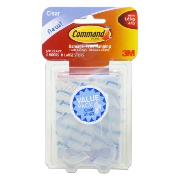 Command Large Clear Plastic Hooks Value Pack 3-hook 3