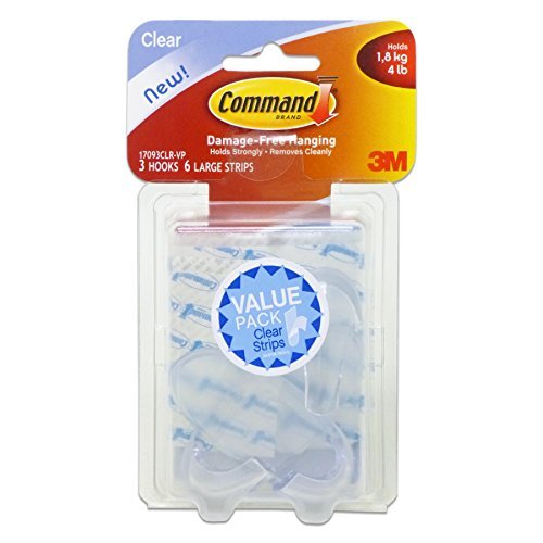 Command Large Clear Plastic Hooks Value Pack 3-hook 3