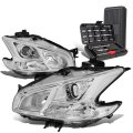 Halogen Models Projector Headlights Assembly Tool Kit For Nissan Maxima 09-14 Pair Chrome Housing 