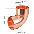 Uxcell 1-1 2-inch Id 90 Degree Copper Elbow Short-turn Pipe Fitting Connector For Plumbing