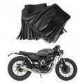Senyar For Leather Fringe Floorboard 2pcs Motorcycle Retro Foot Pedal Saddlebag Craft Artificial Black