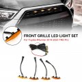 Topteng 4pcs Plastic Car Grille Led Lights Light Fuse Set Wire Harness Fit For Toyota 4runner 2014-2023 Trd Pro