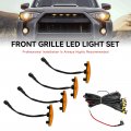 Topteng 4pcs Plastic Car Grille Led Lights Light Fuse Set Wire Harness Fit For Toyota 4runner 2014-2023 Trd Pro